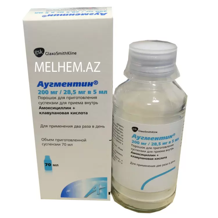 AUQMENTİN 200 mq/28,5 mq /5 ml 70ML
